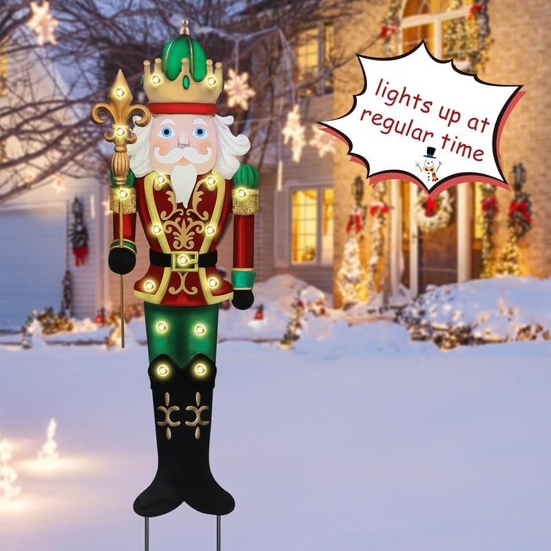 VCUTEKA Christmas Yard Sign Decorations Outdoor with LED Lights Christmas Nutcracker Yard Signs with Metal Stakes for Xmas Holiday Party Lawn Sign Garden Decor Xmas Outdoor Yard Signs - Image 1